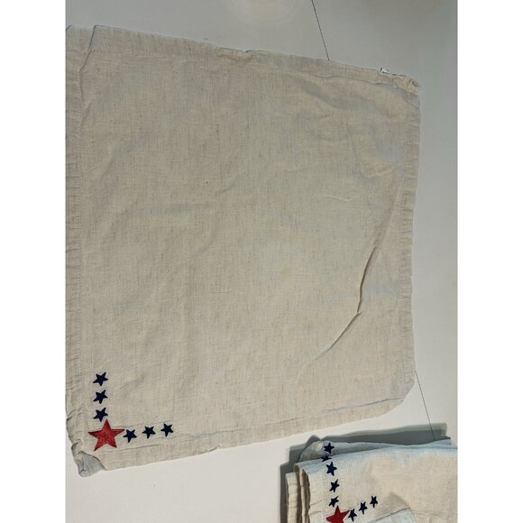 7 World Market Cloth Dinner Napkins Cotton Linen Stars Red Blue 20x20 - Picture 2 of 3